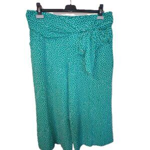 NWT Max Studio Kelly Green Polka Dot Cropped Wide Leg Pants